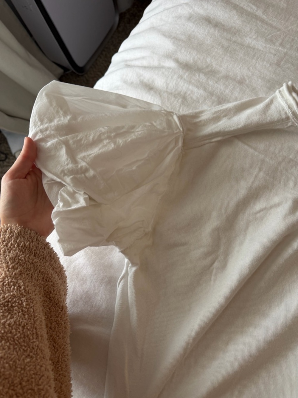 Free People White Short Sleeve Puff Tee szM - Picture 8 of 10